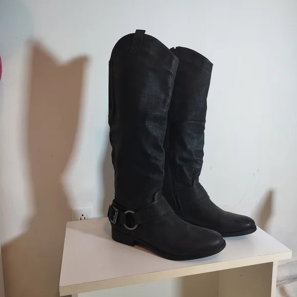 Bass Black Women's Over-the-Knee Harness Boots - Picture 2 of 7